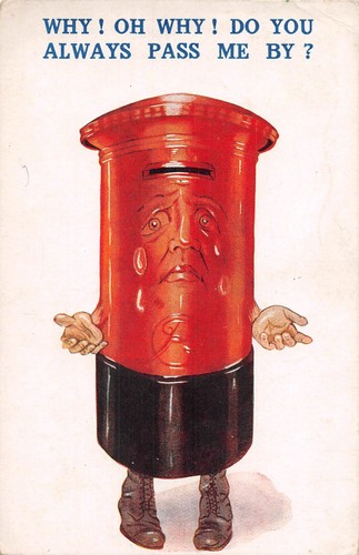 Postcard comic post box why - postcard,